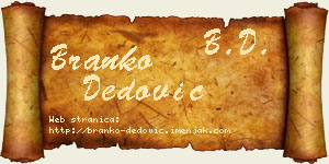 Branko Dedović vizit kartica